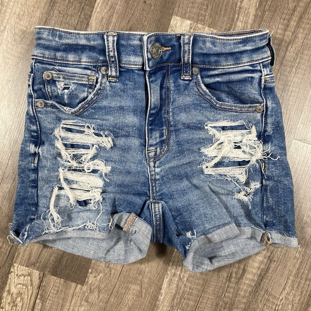 American Eagle Jean Shorts Women’s 00 Shortie Distressed Stretch Daisy Dukes